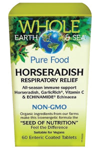 Whole Earth & Sea Pure Food Horseradish Respiratory Relief - 60 Tabs - Natural Factors