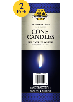 Pure Canadian Beeswax Cone Candles - 2 Pack