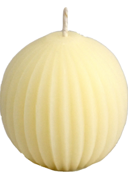 Pure Beeswax Candle Ornamental Fluted Sphere (Pearl) - 3 x 2 3/4 Inches