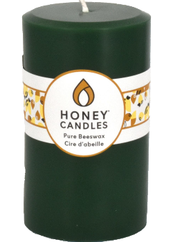 Pure Beeswax Candle Round Pillar (Forest Green) - 5 x 3
