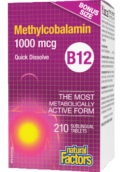 B-12 Methylcobalamin 1,000mcg - 210 Sublingual Tabs + BONUS