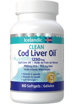Clean Icelandic Cod Liver Oil 1250mg - 60 Softgels
