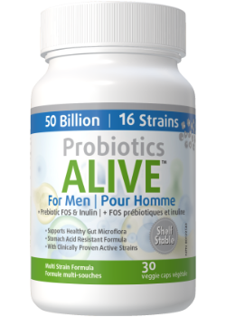 Probiotics Alive For Men 50 Billion (Plus FOS Prebiotic) - 30 V-Caps