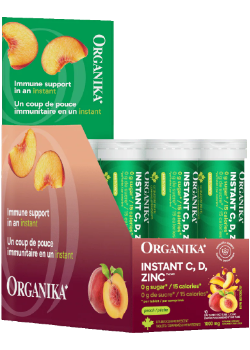 Instant C, D, Zinc Immunity Effervescent (Peach) - 8 Tubes x 10 Tabs