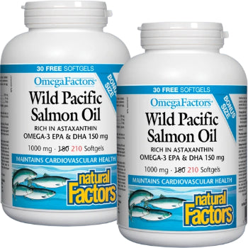 Omegafactors Wild Pacific Salmon Oil 1,000mg - 210 + 210 Softgels (2 For Deal)