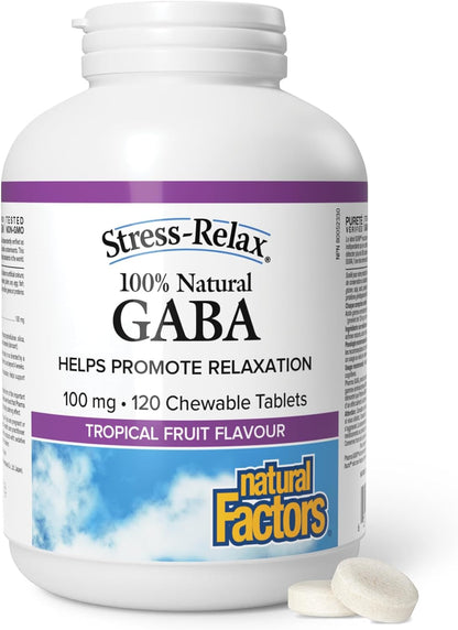 Stress-Relax 100% Natural Gaba 100mg (Tropical Fruit) - 120 Chew Tabs [amazon_upc] asin:B0DMBYBXDJ