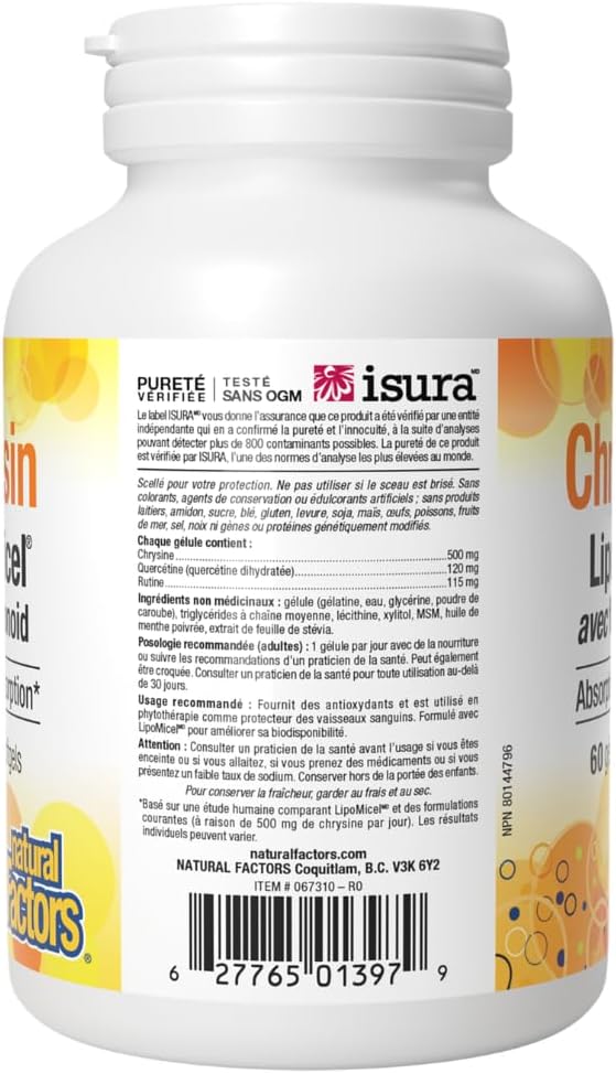 Chrysin Lipomicel Plus Flavonoid - 60 Softgels [amazon_upc] asin:B0GV67KBY3