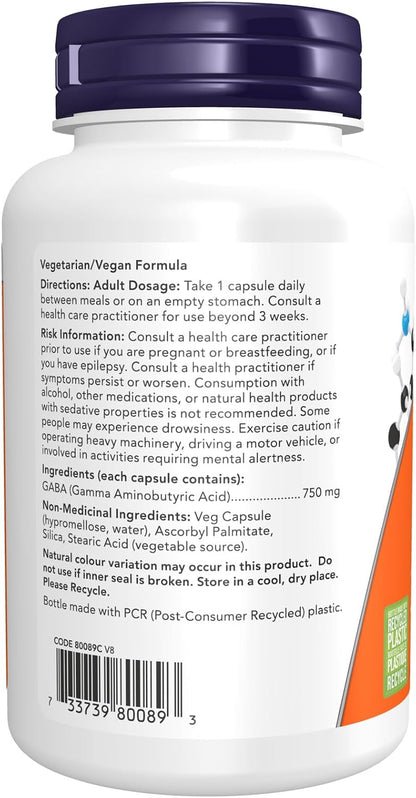 GABA Extra Strength 750mg - 100 V-Caps [amazon_upc] asin:B003FG87H4