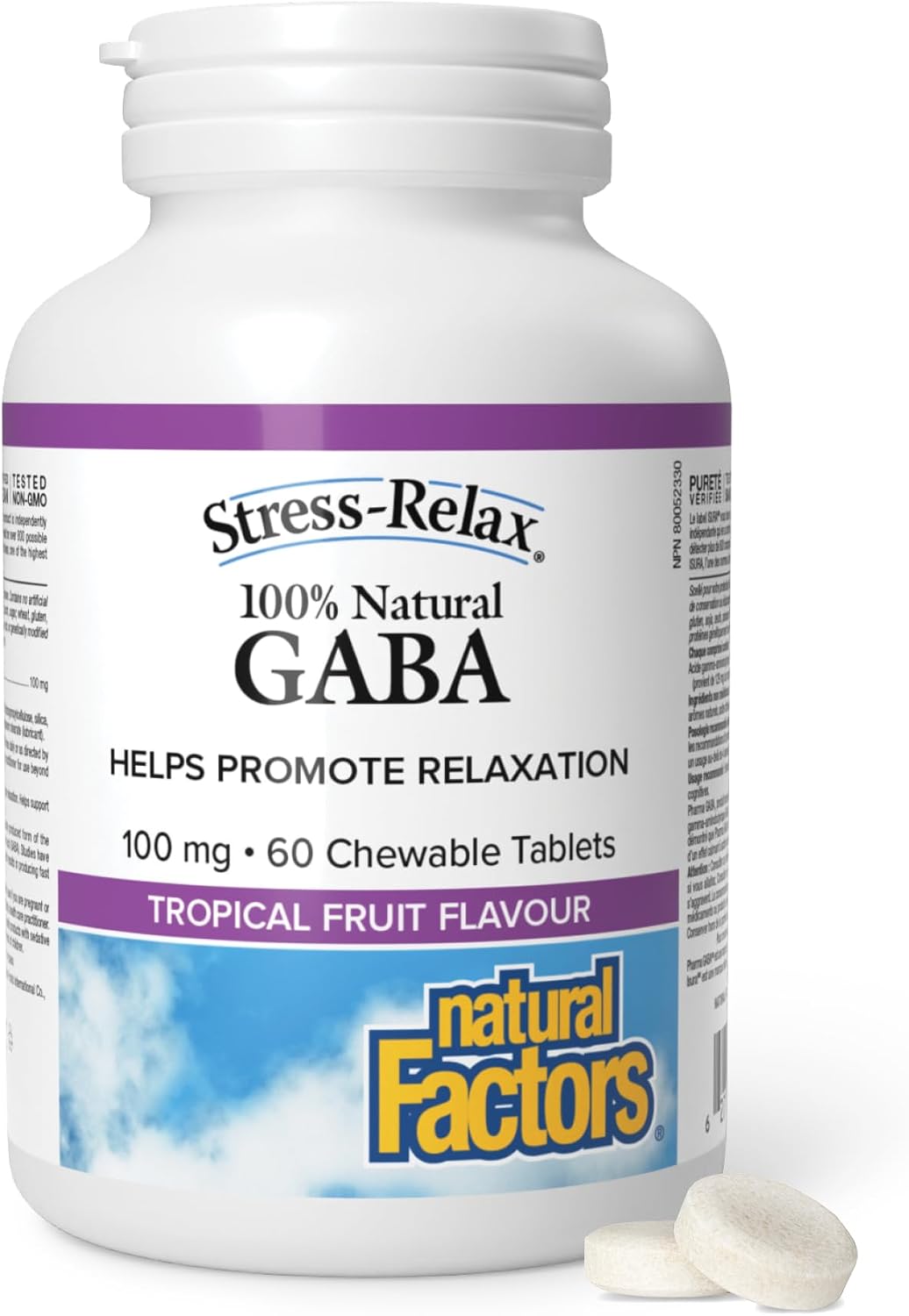Stress-Relax 100% Natural Gaba 100mg (Tropical Fruit) - 60 Chew Tabs [amazon_upc] asin:B0BLTWX92W