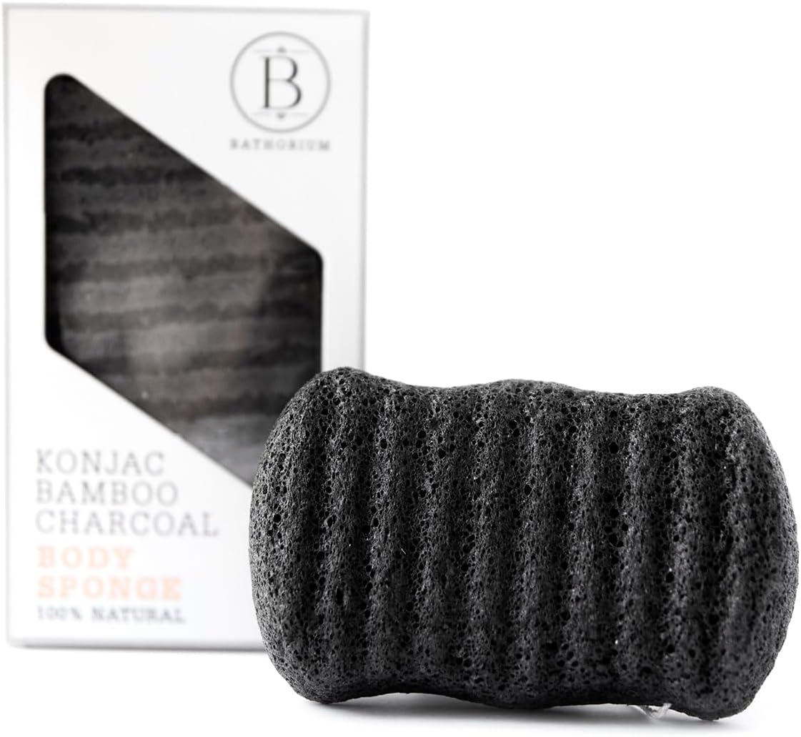 Konjac Bamboo Charcoal Body Sponge - 35g [amazon_upc] asin:B08HXX3JWV
