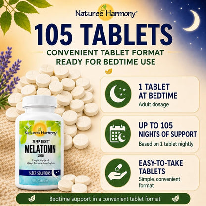 Sleep Quality Melatonin 5mg - 90 + 15 Tabs BONUS [amazon_upc] asin:B00CP7SXBE
