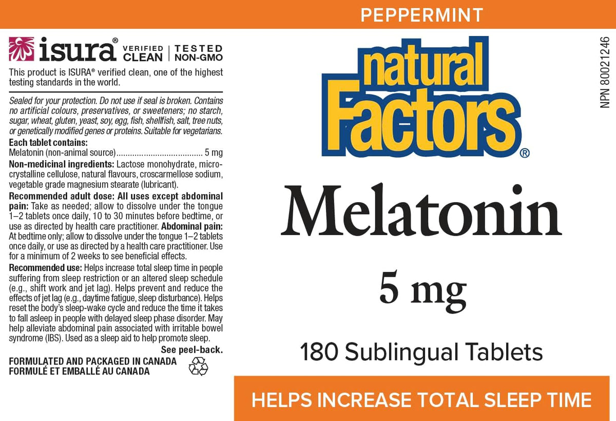 Melatonin 5mg (Peppermint) - 180 Sublingual Tabs [amazon_upc] asin:B0BLTRGC9W
