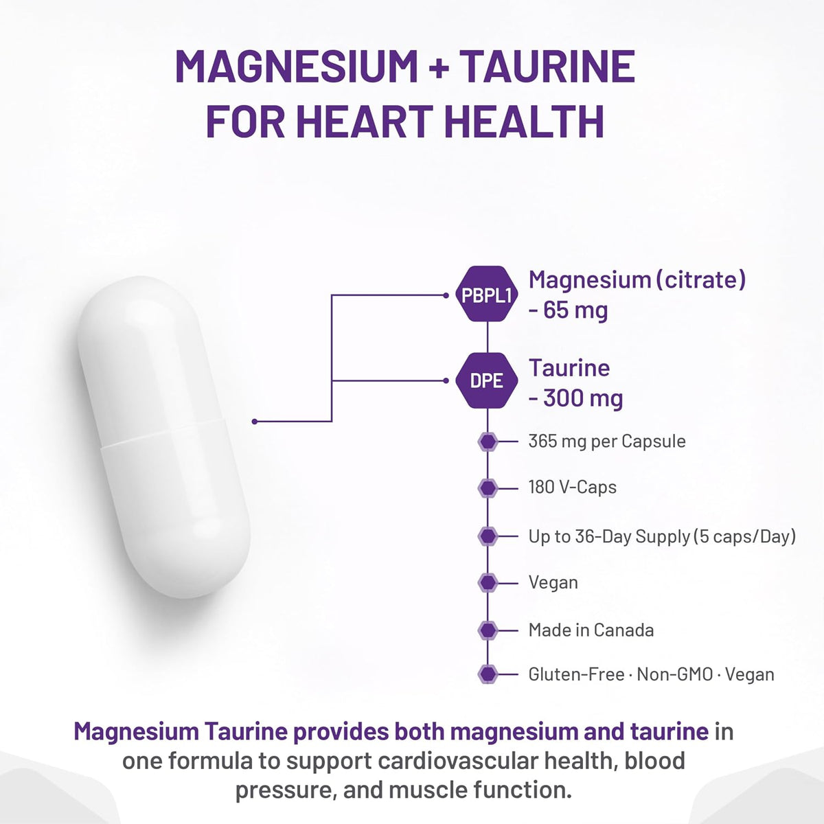 Magnesium + Taurine - 180 V-Caps [amazon_upc] asin:B07288T32V