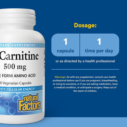 L-Carnitine (Free Form) 500mg - 60 V-Caps + BONUS [amazon_upc] asin:B000B84ZI4