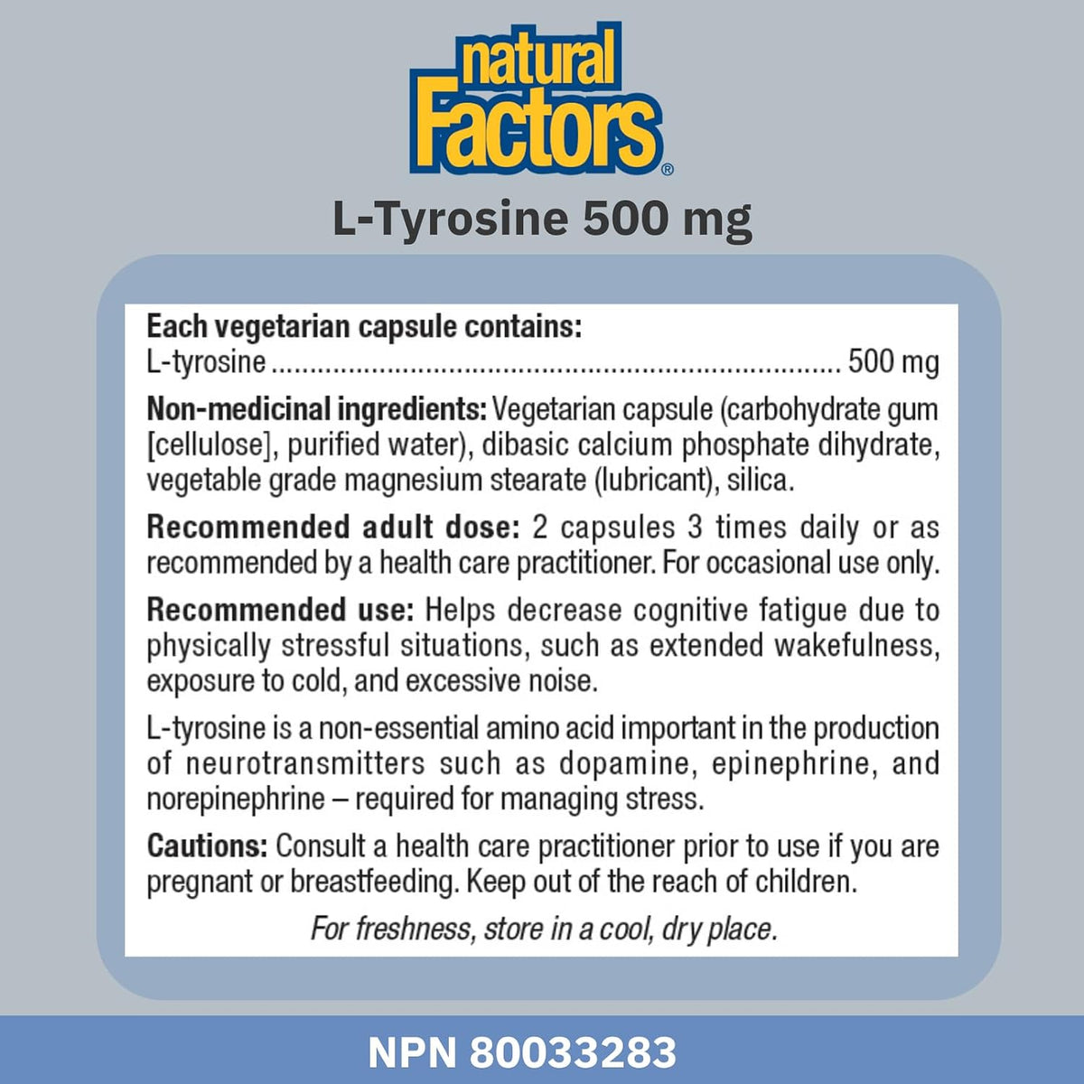 L-Tyrosine 500mg - 120 V-Caps [amazon_upc] asin:B0DTZ7TNLG