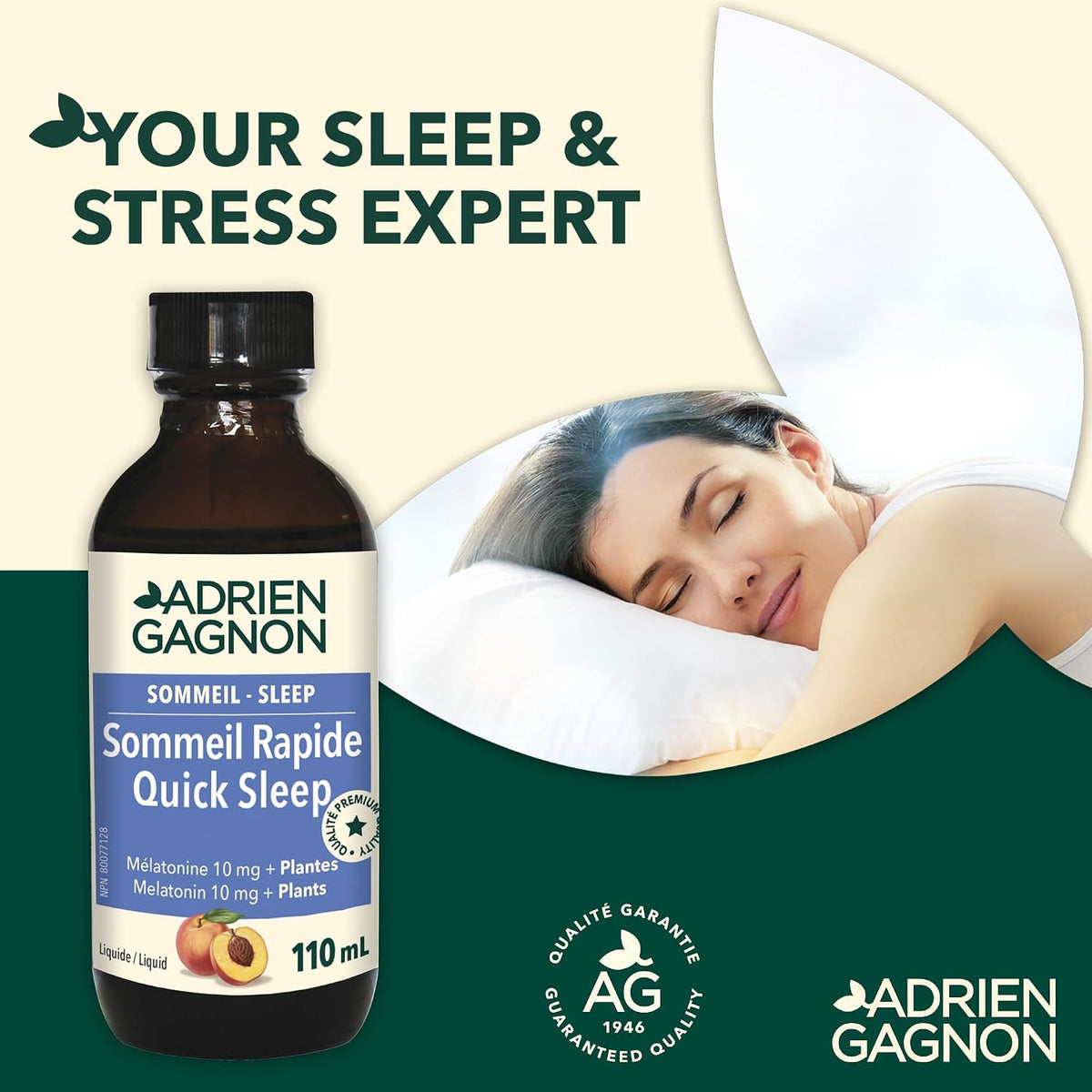 Quick Sleep Melatonin 10mg + Plants (Peach) - 110ml [amazon_upc] asin:B07CX2LL8F