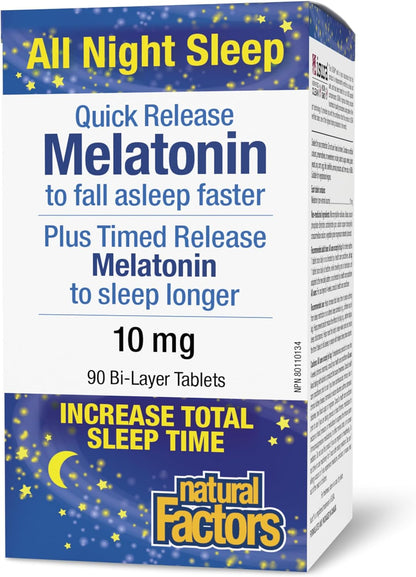 Melatonin Quick Release + Timed Release 10mg - 90 Bi-Layer Tabs + BONUS [amazon_upc] asin:B09Q96B6NK
