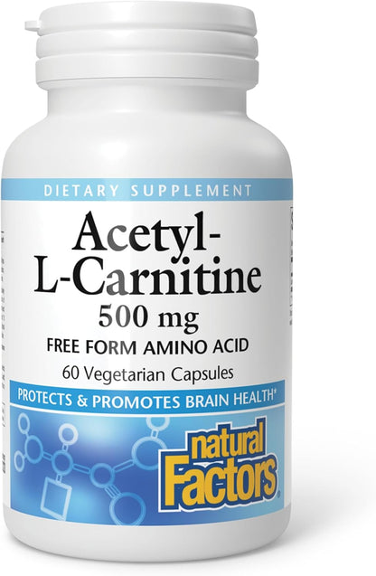 Acetyl-L-Carnitine (Free Form) 500mg - 60 V-Caps + BONUS