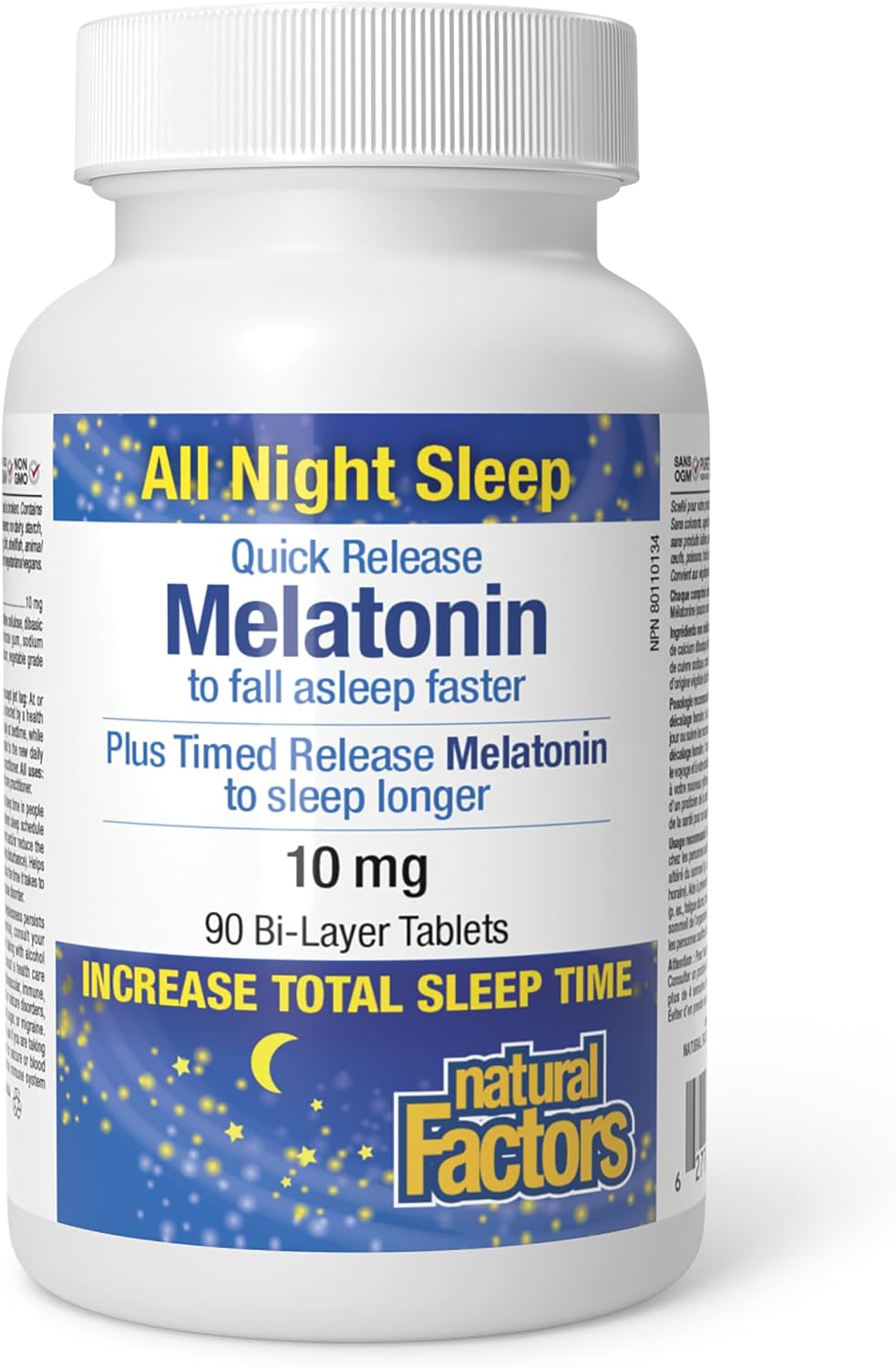 Melatonin Quick Release + Timed Release 10mg - 90 Bi-Layer Tabs + BONUS [amazon_upc] asin:B09Q96B6NK