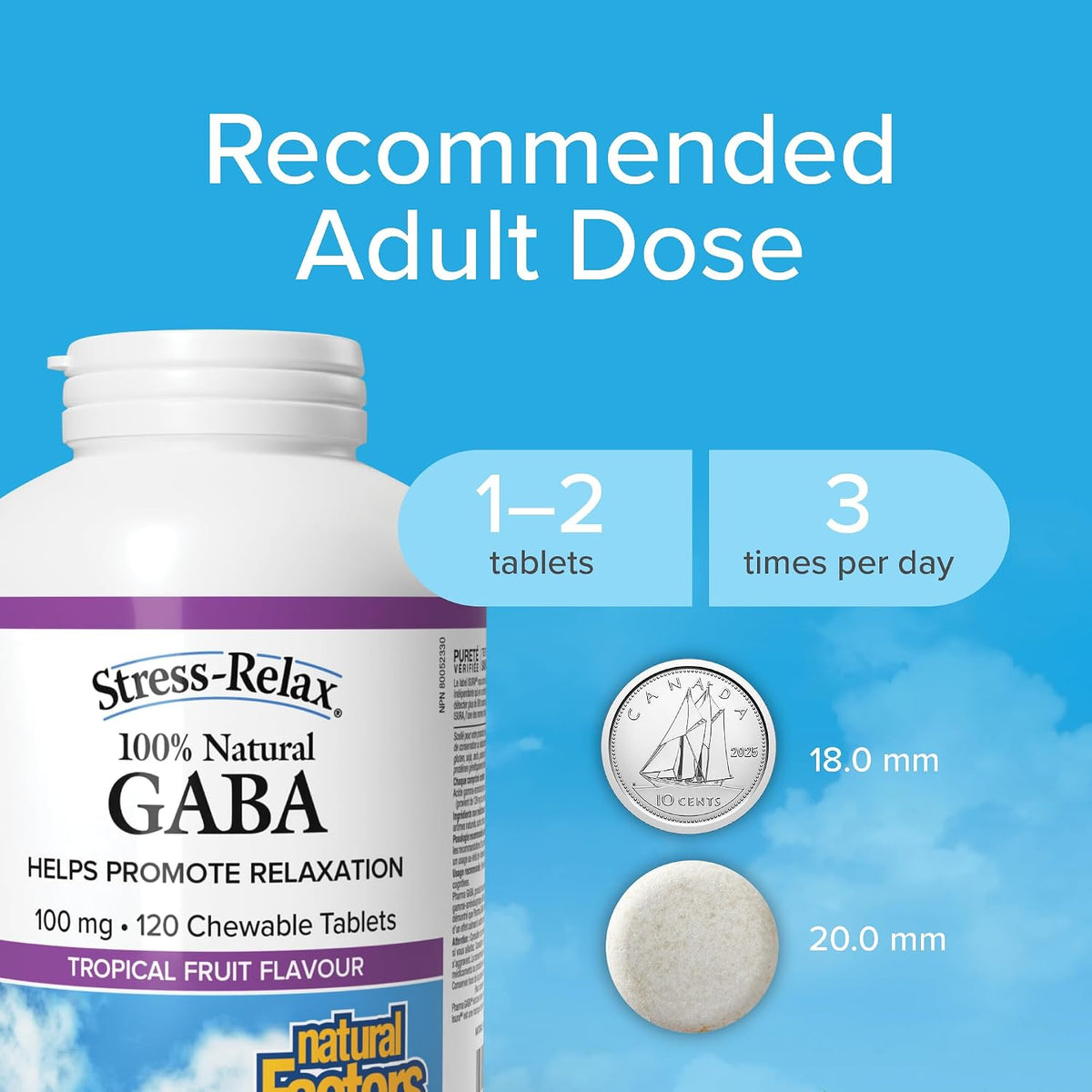 Stress-Relax 100% Natural Gaba 100mg (Tropical Fruit) - 120 Chew Tabs [amazon_upc] asin:B0DMBYBXDJ