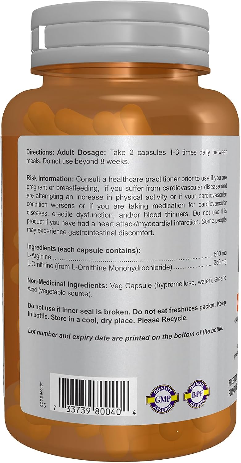 L-Arginine + L-Ornithine 500mg/250mg - 100 Caps [amazon_upc] asin:B0040B7PQ2