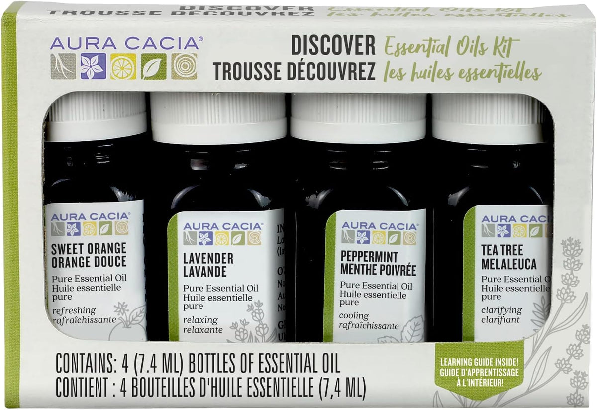 Discover Essential Oils Kit (Eucalyptus, Lavender, Peppermint, Tea Tree) - 4 x 7.4ml [amazon_upc] asin:B07WJRGLWD