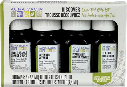 Discover Essential Oils Kit (Eucalyptus, Lavender, Peppermint, Tea Tree) - 4 x 7.4ml [amazon_upc] asin:B07WJRGLWD