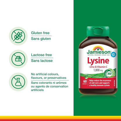 Lysine + Zinc & Vitamin C 1,000mg - 60 Caps [amazon_upc] asin:B072XQ4MYH