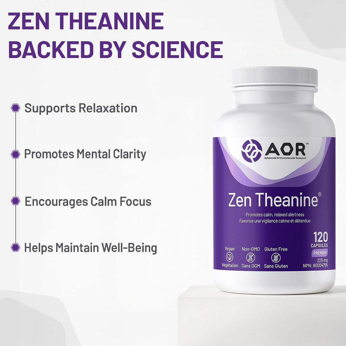 Zen Theanine 225mg - 120 V-Caps + BONUS [amazon_upc] asin:B01MTP56HC