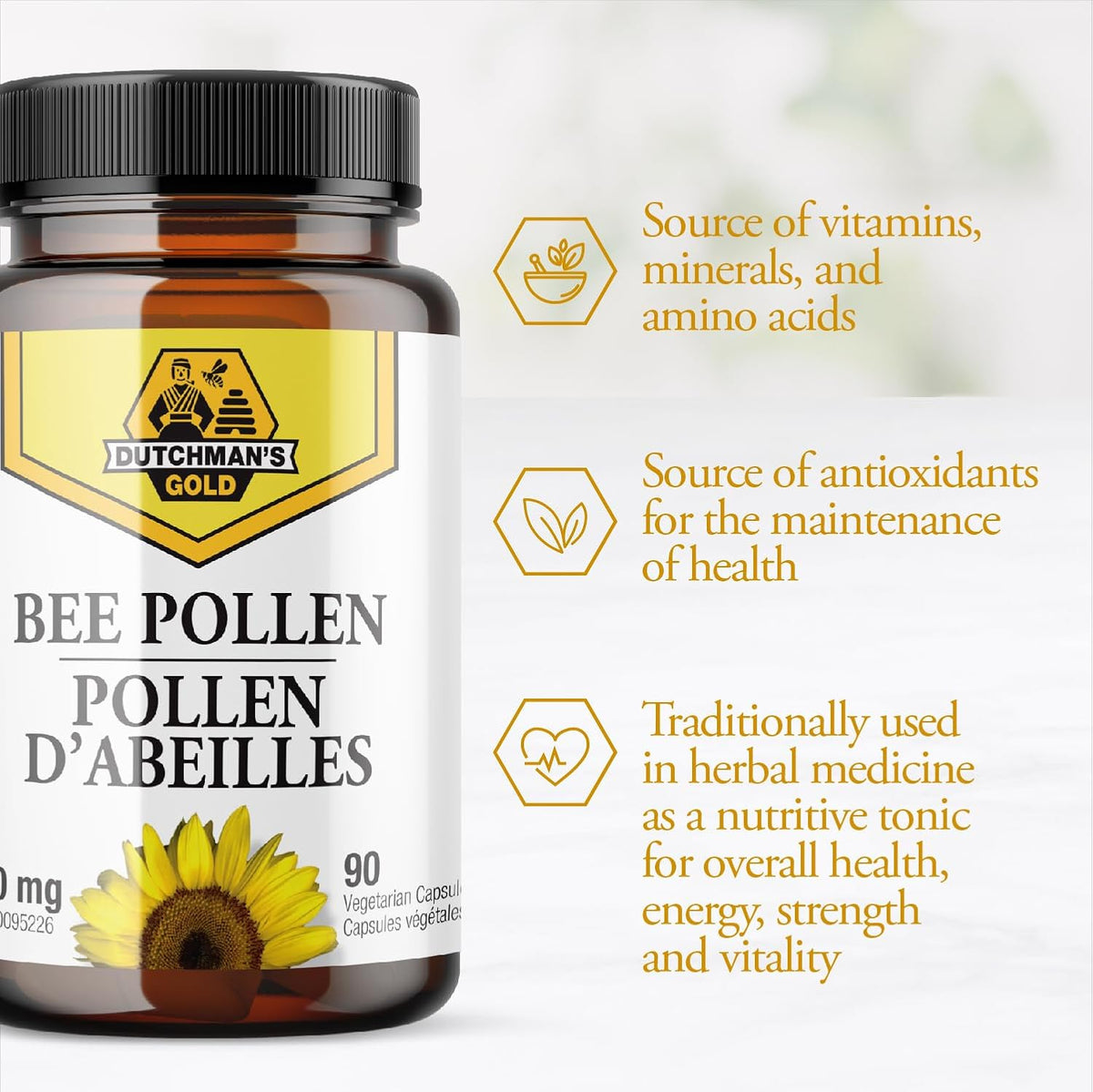 Bee Pollen Capsules 500mg - 90 V-Caps [amazon_upc] asin:B008SC8J00