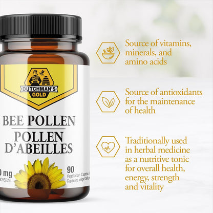 Bee Pollen Capsules 500mg - 90 V-Caps [amazon_upc] asin:B008SC8J00