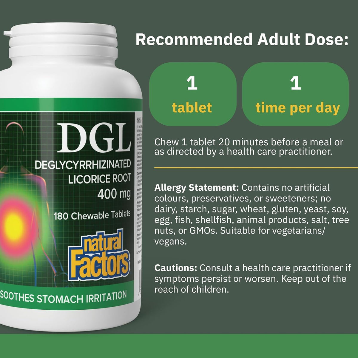 DGL (Deglycyrrhizinated Licorice Root) - 180 + 90 Chew Tabs FREE