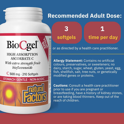 Bio C Gel (Enhanced Vit. C) 500mg - 180 + 30 Softgels FREE [amazon_upc] asin:B01MQLX1VW