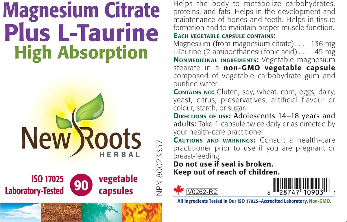 Magnesium Citrate & L-Taurine - 90 Caps [amazon_upc] asin:B00CORNSOM