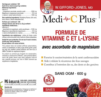 Medi-C Plus With Magnesium Ascorbate (Berry) - 600g + BONUS [amazon_upc] asin:B07GLM3C9M