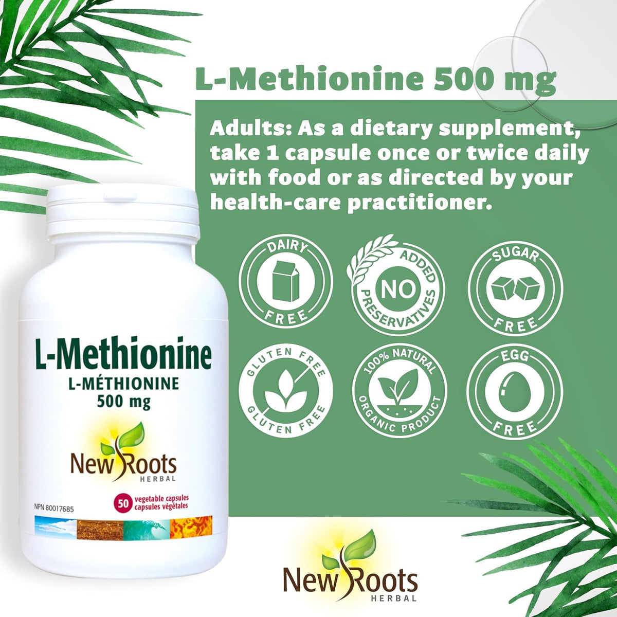 L-Methionine 500mg - 50 Caps [amazon_upc] asin:B07PNCKB3L
