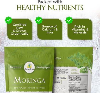 Organic Moringa Leaf Powder - 227g + BONUS [amazon_upc] asin:B01MRV791Q
