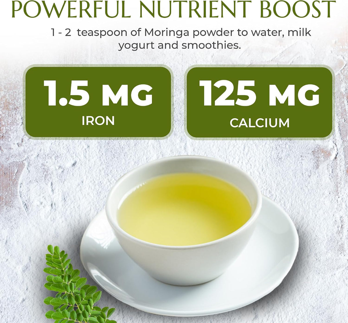 Organic Moringa Leaf Powder - 227g + BONUS [amazon_upc] asin:B01MRV791Q