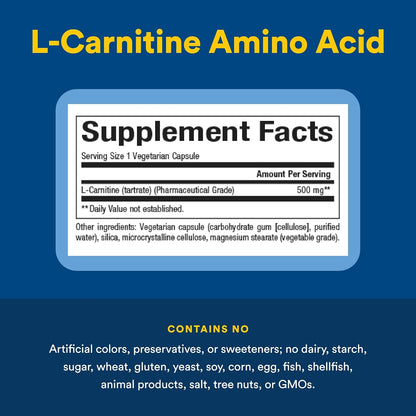 L-Carnitine (Free Form) 500mg - 60 V-Caps + BONUS [amazon_upc] asin:B000B84ZI4
