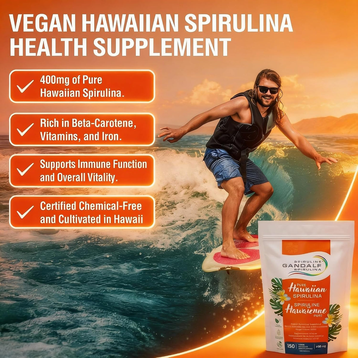 Gandalf Hawaiian Spirulina - 150 V-Caps [amazon_upc] asin:B00NCQLREM