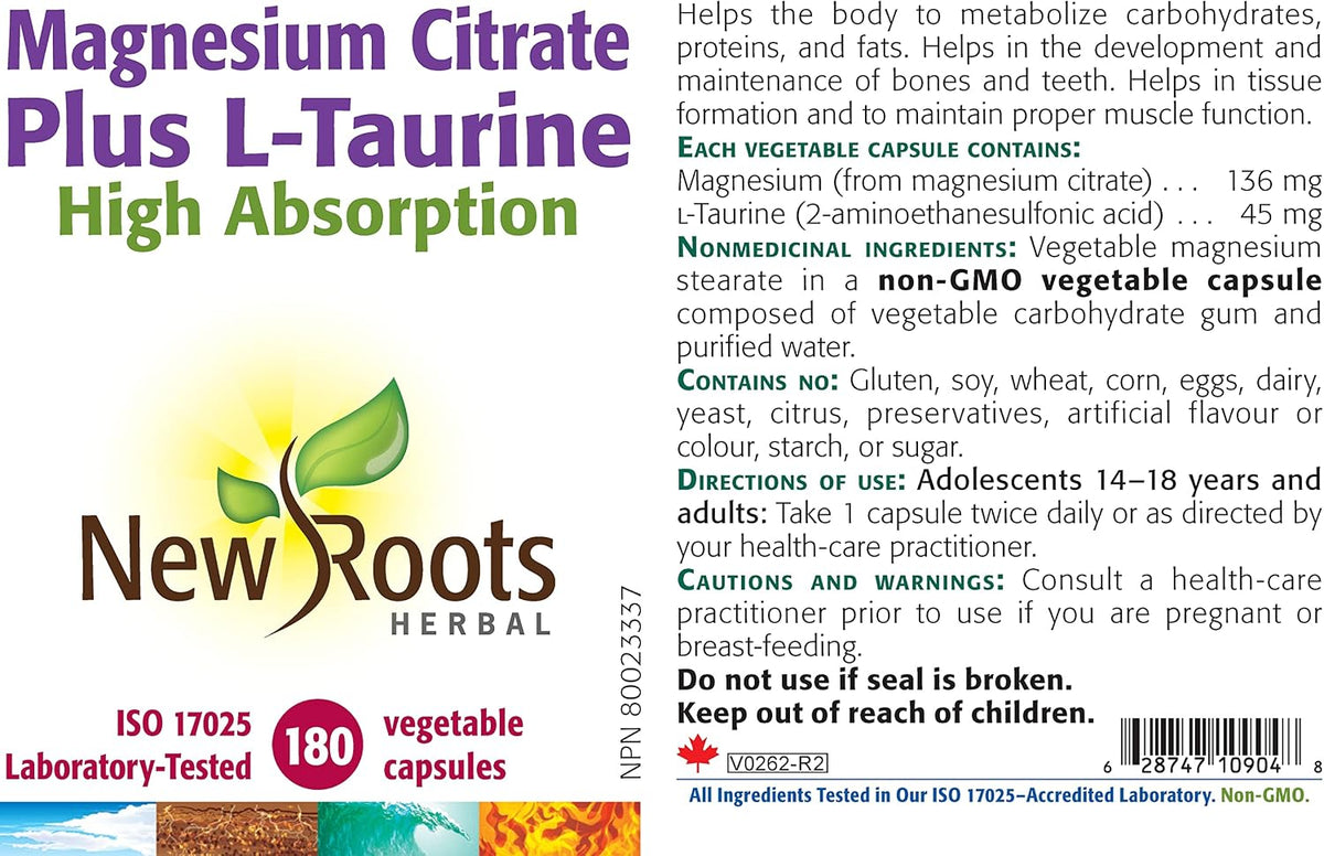 Magnesium Citrate & L-Taurine - 180 Caps [amazon_upc] asin:B00CORNSWO