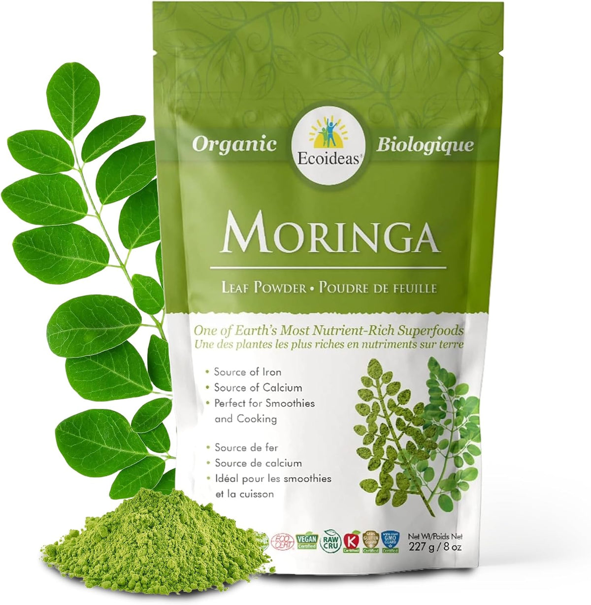 Organic Moringa Leaf Powder - 227g + BONUS [amazon_upc] asin:B01MRV791Q