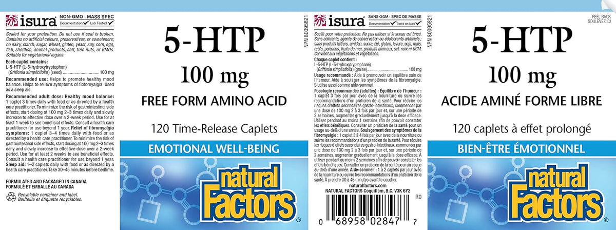 5-HTP 100mg (Time Release) - 120 Caplets [amazon_upc] asin:B088T23MXX