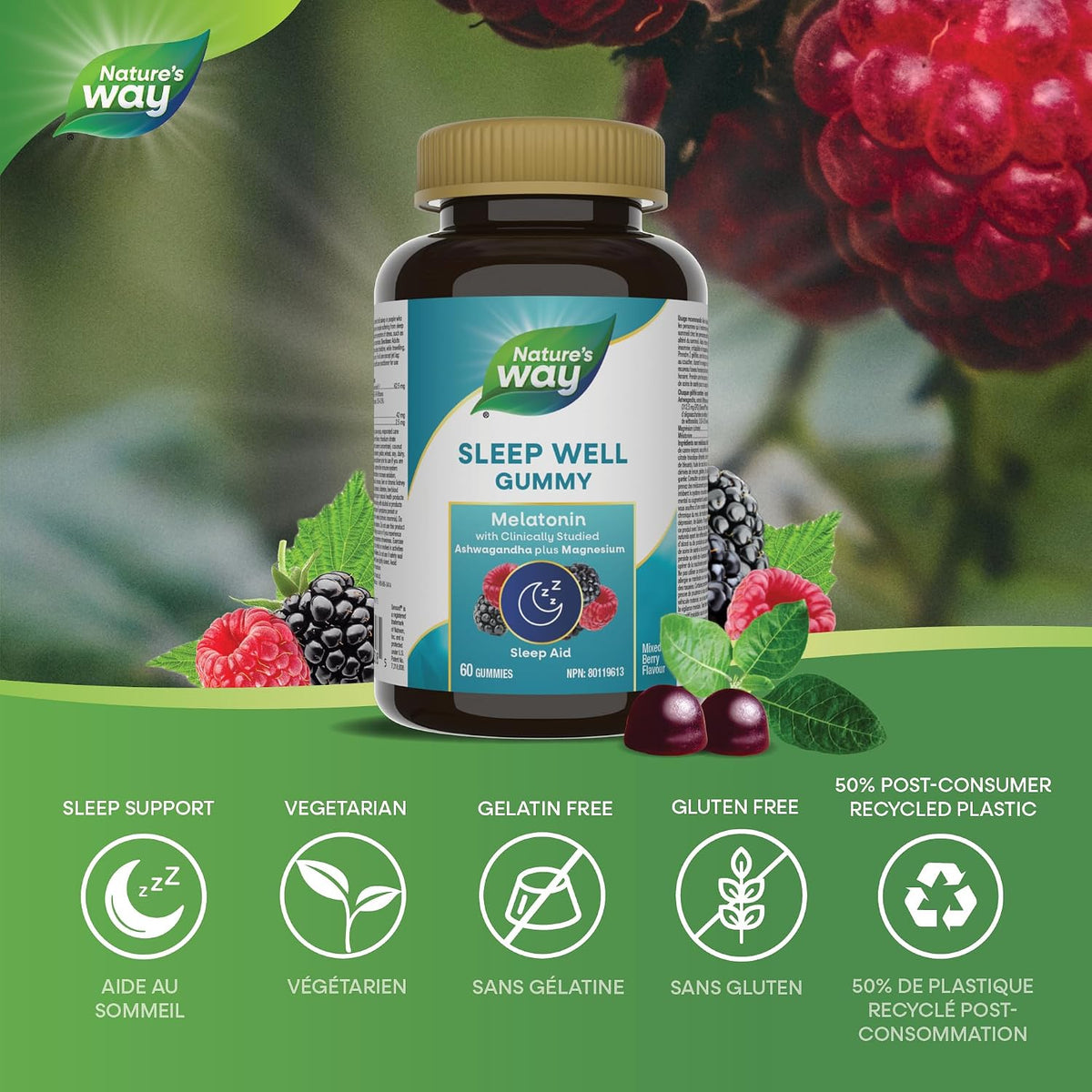Sleep Well Melatonin Gummies (Mixed Berry) - 60 Gummies [amazon_upc] asin:B0BWSMJK2T