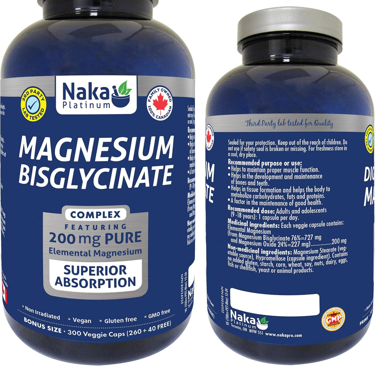 Magnesium Bisglycinate Complex 200mg - 300 V-Caps + BONUS [amazon_upc] asin:B083RZSVD1