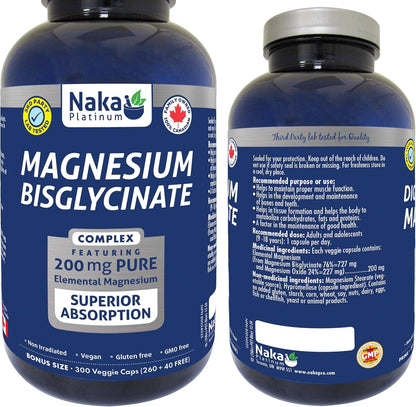 Magnesium Bisglycinate Complex 200mg - 300 V-Caps + BONUS [amazon_upc] asin:B083RZSVD1