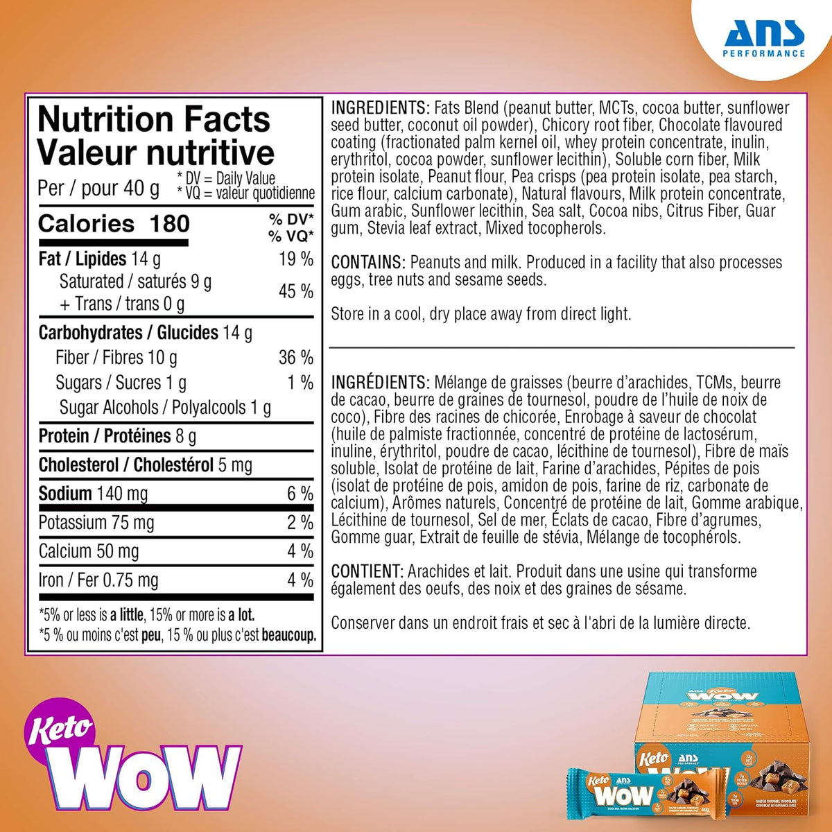 Keto Wow Bars (Salted Caramel) - 12 x 40g [amazon_upc] asin:B08N628WXP