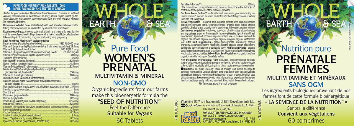 Whole Earth & Sea Pure Food Women's Prenatal Multivitamins - 60 Tabs + BONUS [amazon_upc] asin:B071NS2Q9S