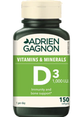 Vitamin D3 1,000iu - 150 Softgels - Adrien Gagnon