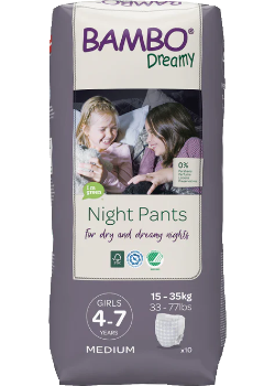 Dreamy Night Pants Medium (Girls 4-7 Years) - 10 Pants - Bambo Nature